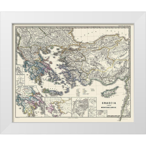 Doric Migration Greece - Spruner 1865 White Modern Wood Framed Art Print by Spruner