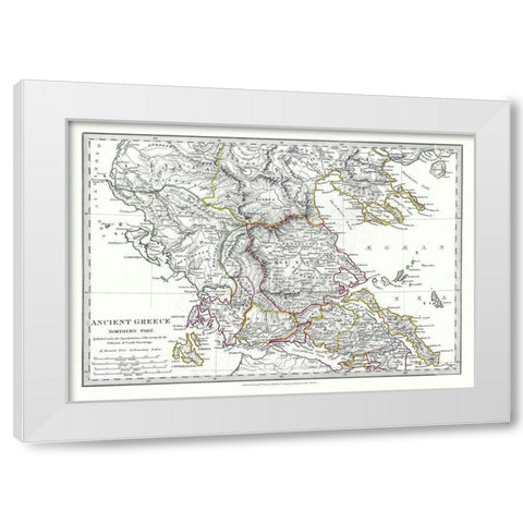 Ancient Greece Northern Part - Chapman 1829 White Modern Wood Framed Art Print by Chapman