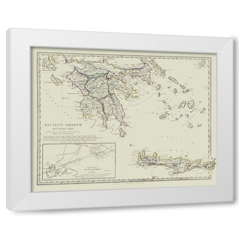 Ancient Greece Southern Part - Chapman 1829 White Modern Wood Framed Art Print by Chapman