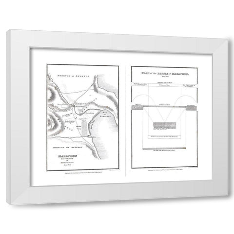 Marathon - Battle - Greece - Oxford 1828 White Modern Wood Framed Art Print by Unknown
