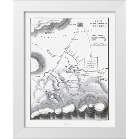 Battle of Plataea - Greece - Oxford 1828 White Modern Wood Framed Art Print by Unknown