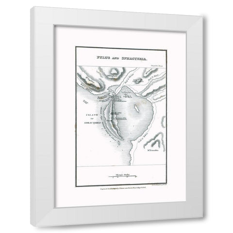 Pylos Sphacteria Greece - Oxford 1828 White Modern Wood Framed Art Print by Oxford