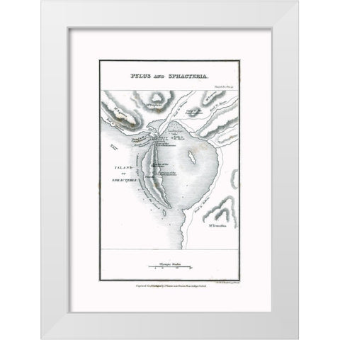 Pylos Sphacteria Greece - Oxford 1828 White Modern Wood Framed Art Print by Oxford