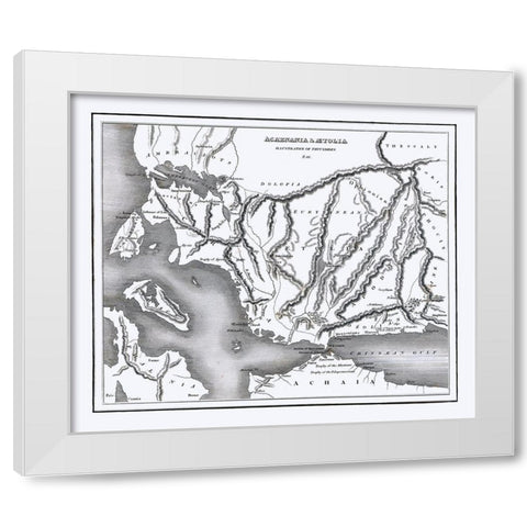Aetolia Acarnania Greece - Oxford 1828 White Modern Wood Framed Art Print by Oxford
