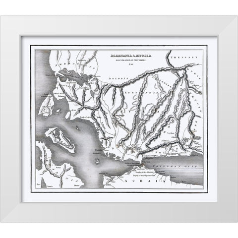 Aetolia Acarnania Greece - Oxford 1828 White Modern Wood Framed Art Print by Oxford