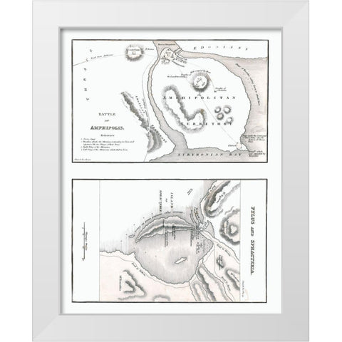 Battle of Amphipolis - Pylus - Sphacteria - Oxford White Modern Wood Framed Art Print by Unknown