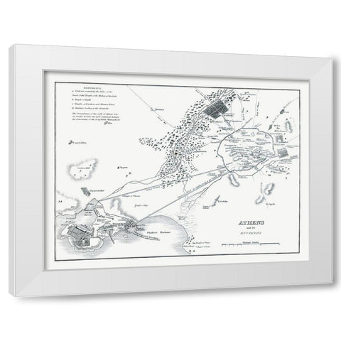 Athens Greece - Oxford 1828 White Modern Wood Framed Art Print by Oxford