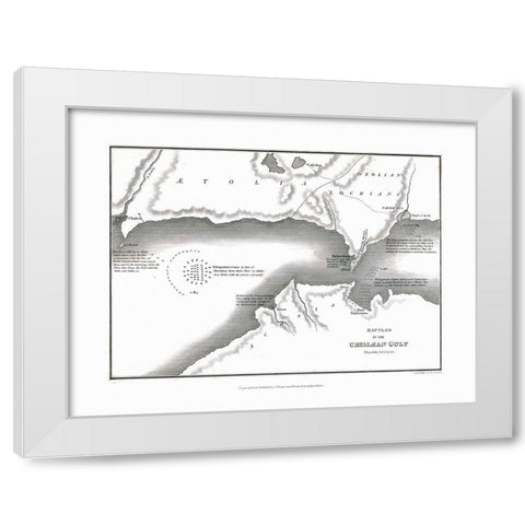 Battles in Gulf of Corinth - Oxford 1828 White Modern Wood Framed Art Print by Unknown