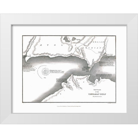 Battles in Gulf of Corinth - Oxford 1828 White Modern Wood Framed Art Print by Unknown
