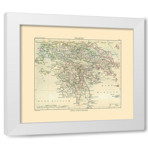 Greece - Perthes 1896 White Modern Wood Framed Art Print by Perthes