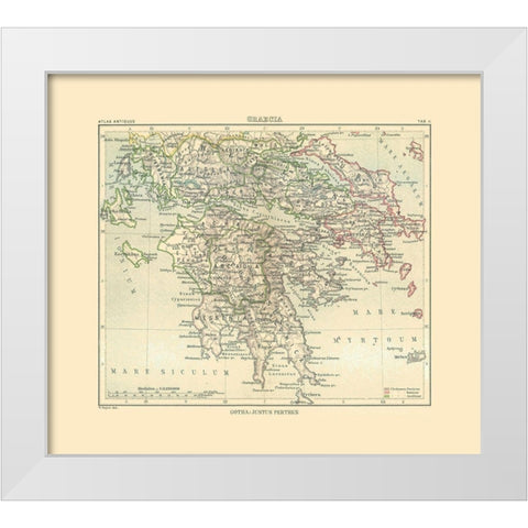 Greece - Perthes 1896 White Modern Wood Framed Art Print by Perthes