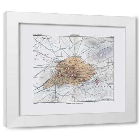 Athens Greece - Perthes 1896 White Modern Wood Framed Art Print by Perthes