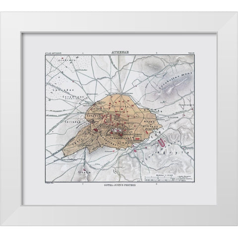 Athens Greece - Perthes 1896 White Modern Wood Framed Art Print by Perthes
