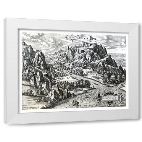 Vale of Tempe Greece - Ortelius 1570 White Modern Wood Framed Art Print by Ortelius