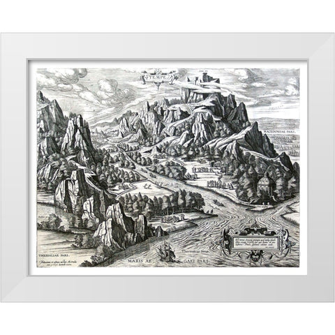 Vale of Tempe Greece - Ortelius 1570 White Modern Wood Framed Art Print by Ortelius