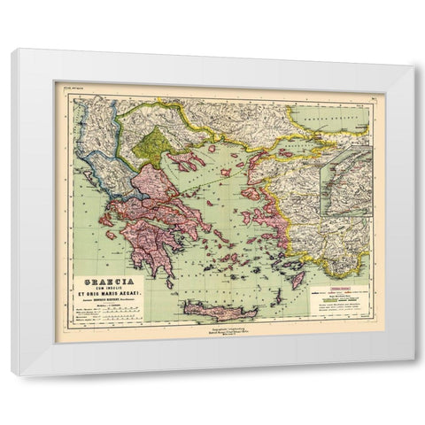 Greece Turkey - Kiepert 1903 White Modern Wood Framed Art Print by Kiepert