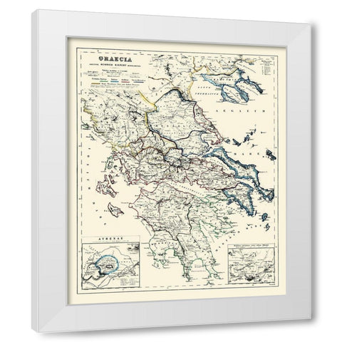 Athens Greece - Kiepert 1903 White Modern Wood Framed Art Print by Kiepert