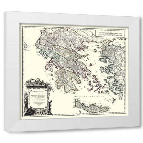 Ancient Greece - Vaugondy 1757 White Modern Wood Framed Art Print by Vaugondy