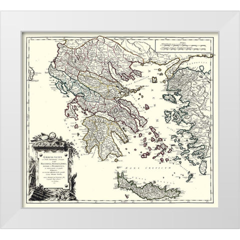 Ancient Greece - Vaugondy 1757 White Modern Wood Framed Art Print by Vaugondy