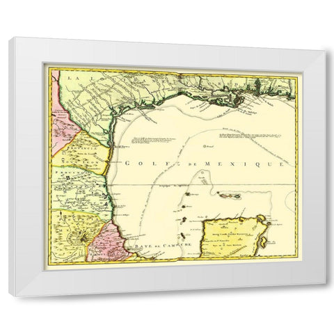 Gulf of Mexico Mexico Coast Louisiana - 1492 White Modern Wood Framed Art Print by Unknown