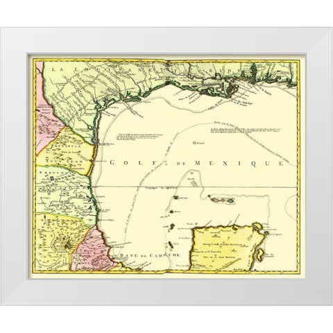 Gulf of Mexico Mexico Coast Louisiana - 1492 White Modern Wood Framed Art Print by Unknown