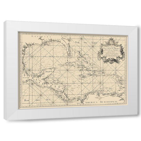 Gulf of Mexico Caribbean Honduras Nicaragua White Modern Wood Framed Art Print by Lopez