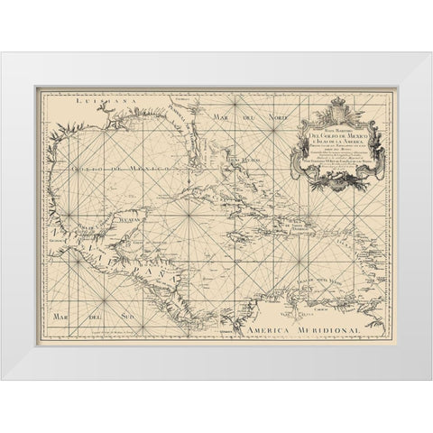 Gulf of Mexico Caribbean Honduras Nicaragua White Modern Wood Framed Art Print by Lopez