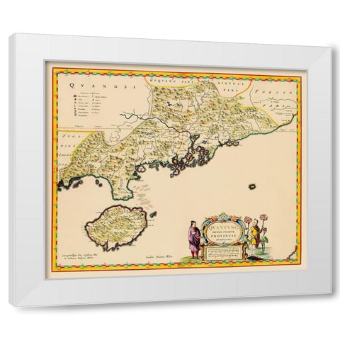 Guangdong Province China Kwantung Hong Kong White Modern Wood Framed Art Print by Blaeu
