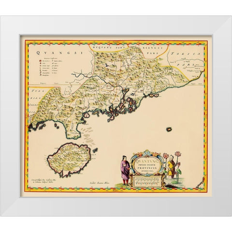 Guangdong Province China Kwantung Hong Kong White Modern Wood Framed Art Print by Blaeu