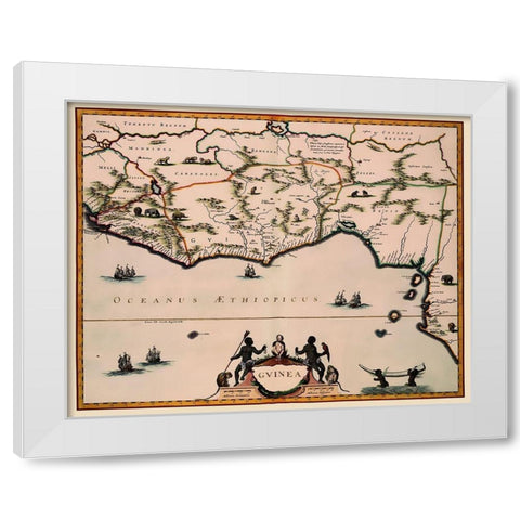 Guinea Africa - Blaeu 1635 White Modern Wood Framed Art Print by Blaeu