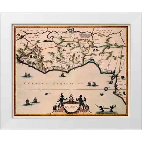 Guinea Africa - Blaeu 1635 White Modern Wood Framed Art Print by Blaeu
