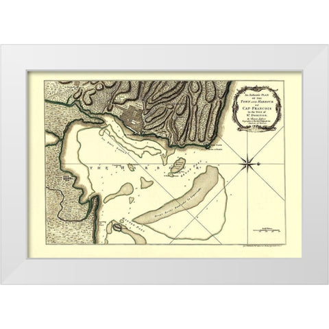 Cap Francois Isle St Domingo Dominican Rep Haiti White Modern Wood Framed Art Print by Jeffreys