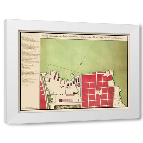Caribbean Havana Cuba - 1700 White Modern Wood Framed Art Print by Unknown