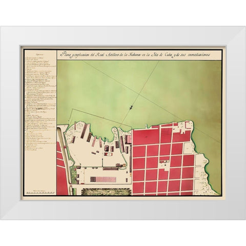 Caribbean Havana Cuba - 1700 White Modern Wood Framed Art Print by Unknown