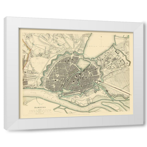 Hamburg Germany - Chapman 1837 White Modern Wood Framed Art Print by Chapman