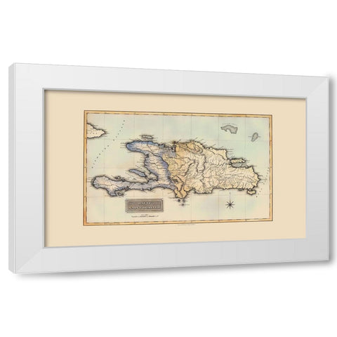 Caribbean Haiti Dominican Republic - Lucas 1823 White Modern Wood Framed Art Print by Lucas
