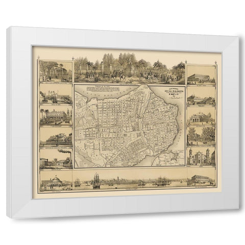 Caribbean Havana Cuba - May 1853 White Modern Wood Framed Art Print by May