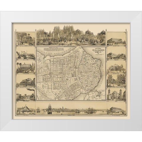 Caribbean Havana Cuba - May 1853 White Modern Wood Framed Art Print by May