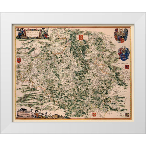 Hesse Kassel Region Germany - Blaeu 1662 White Modern Wood Framed Art Print by Blaeu