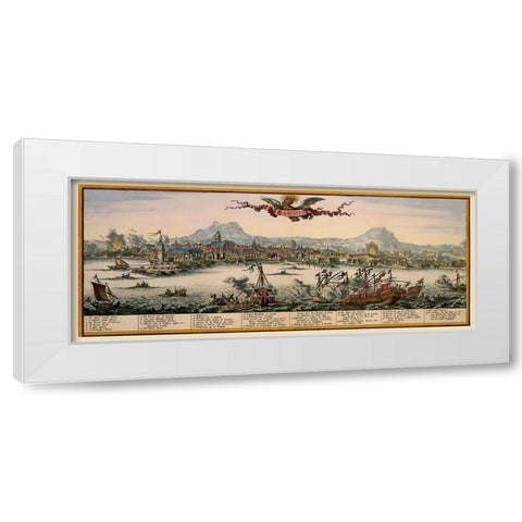 Heraklion Panoramic Greece - Visscher 1680 White Modern Wood Framed Art Print by Visscher