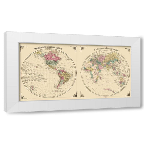 Western Eastern Hemispheres - Andreas 1874 White Modern Wood Framed Art Print by Andreas