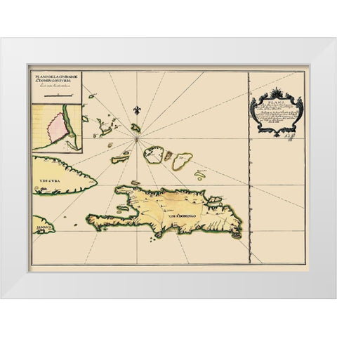Hispaniola Caribbean Dominican Rep Jamaica Cuba White Modern Wood Framed Art Print by Mejia