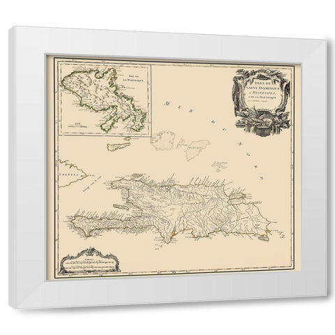 Caribbean Hispaniola Martinique - Boudet 1750 White Modern Wood Framed Art Print by Boudet