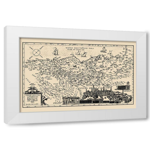 Holy Land with Jerusalem Israel - De Jode 1578 White Modern Wood Framed Art Print by De Jode