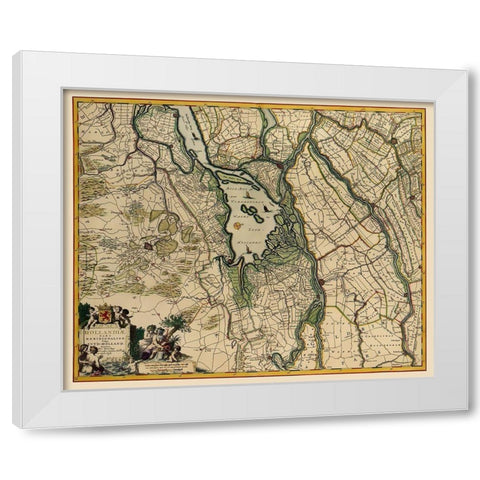 Southern Holland Netherlands - Visscher 1680 White Modern Wood Framed Art Print by Visscher