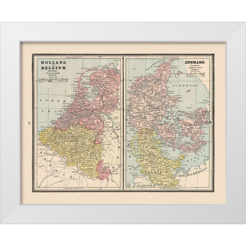 Europe Holland Belgium Denmark - Cram 1888 White Modern Wood Framed Art Print by Cram