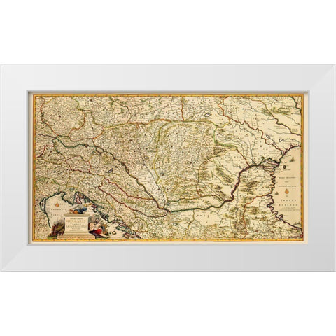 Eastern Europe Hungary - Visscher 1687 White Modern Wood Framed Art Print by Visscher