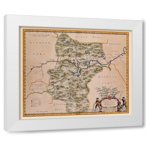Hubei Province China - Blaeu 1655 White Modern Wood Framed Art Print by Blaeu