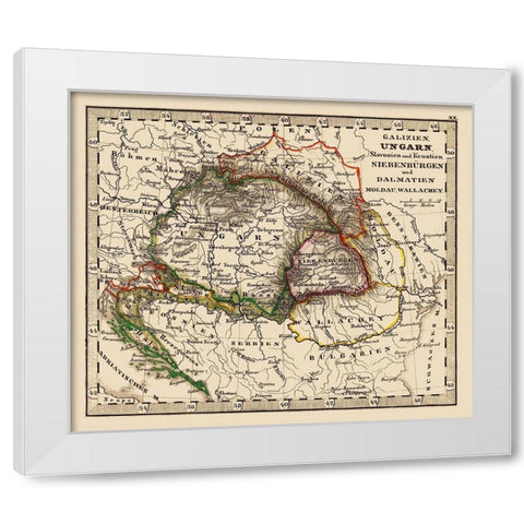 Eastern Europe Hungary Poland Balkan Peninsula White Modern Wood Framed Art Print by Stieler