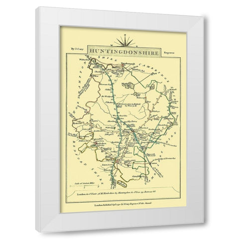 Huntingdonshire County England - Cary 1792 White Modern Wood Framed Art Print by Cary